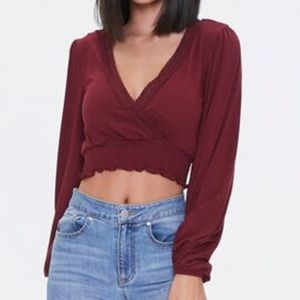 NWT Cute Boho Knit Long Sleeve Crotchet Crop Top